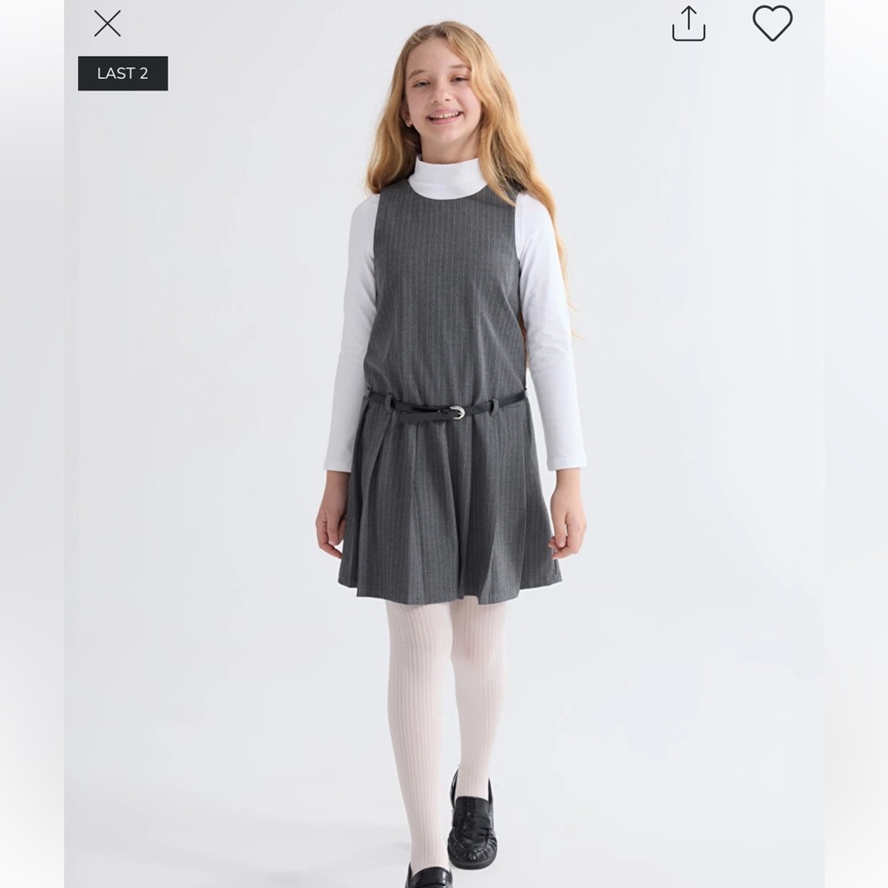 ZARA Kids | Gray | Pinstripe belted DRESS